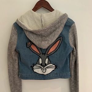 DENIM JACKET W/ SOFT SLEEVES & BUGS BUNNY PATCH